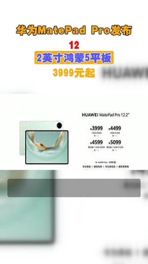 华为MatePad Pro 12.2英寸发布：最强鸿蒙5平板 3999元起