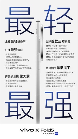 一图了解vivo X Fold5：六大首发、四个最强
